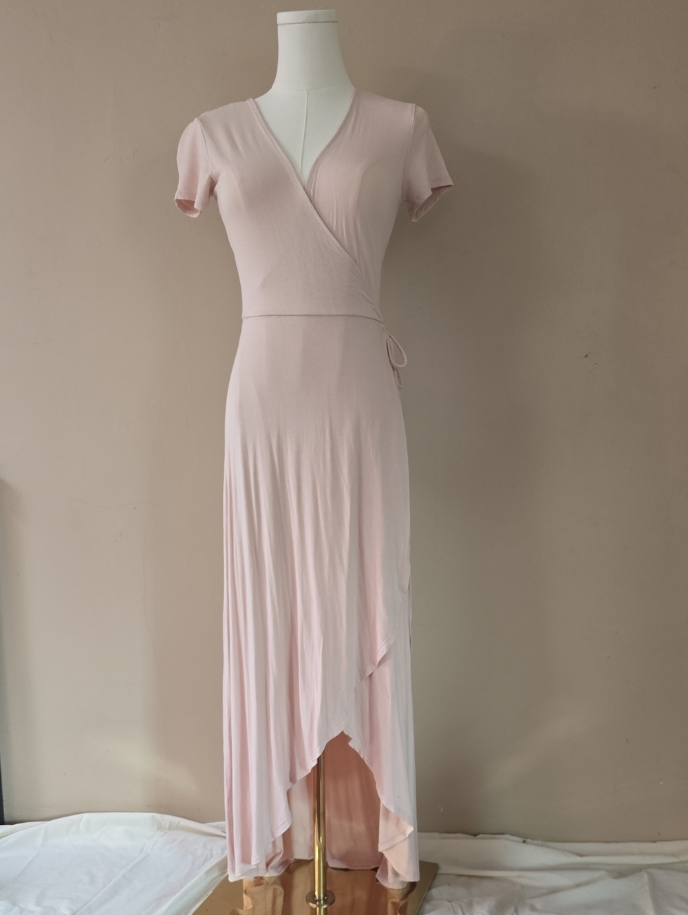 Forever 21 Pale Pink Wrap High-Low Maxi Dress
